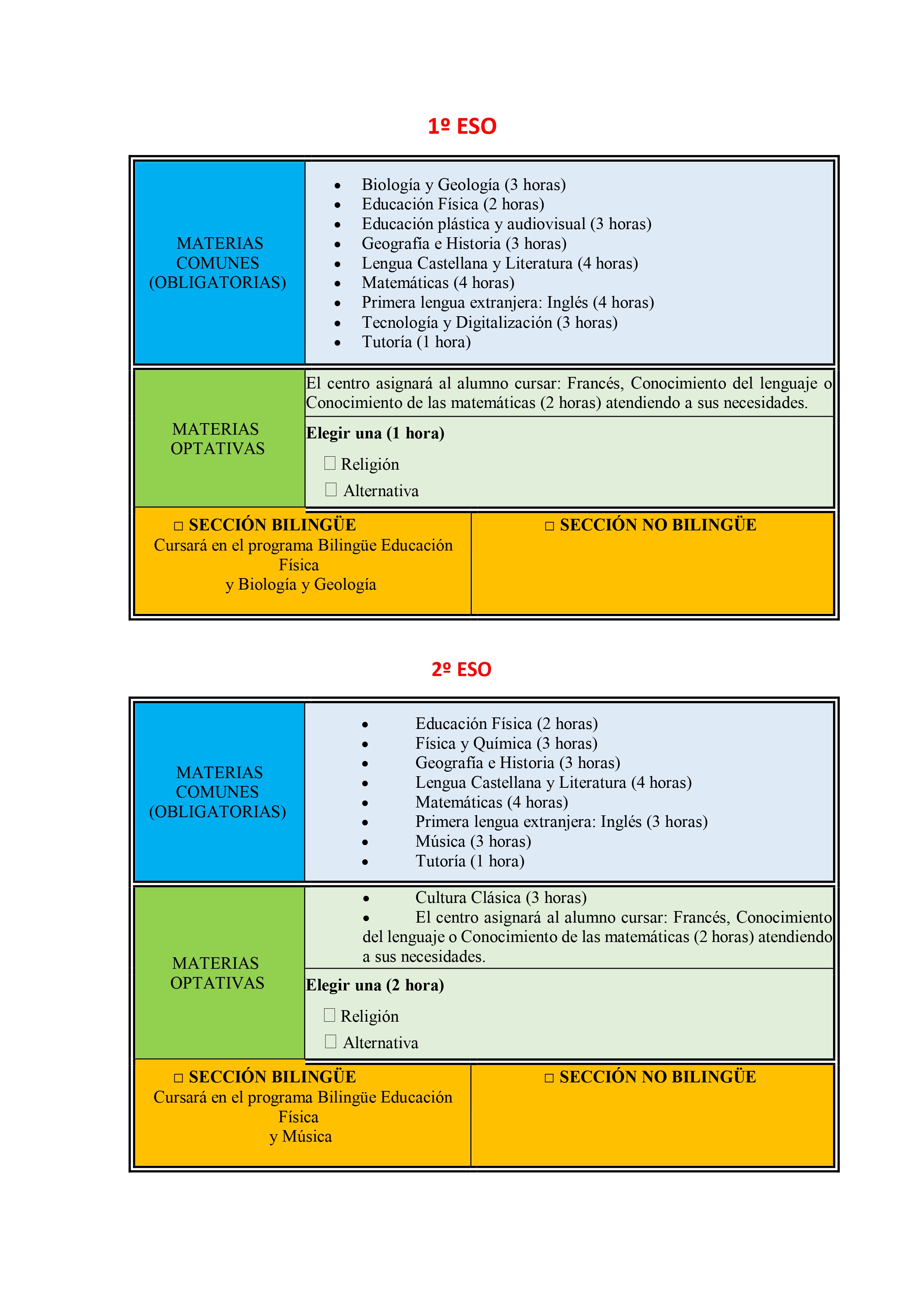 1º y 2º ESO